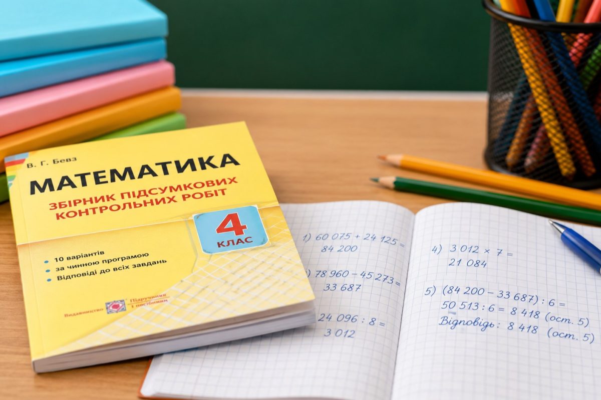Як влаштований збірник підсумкових контрольних з математики для 4 класу Валентини Бевз: звʼязок із підручником, розбір типових завдань і на що звернути увагу батькам.